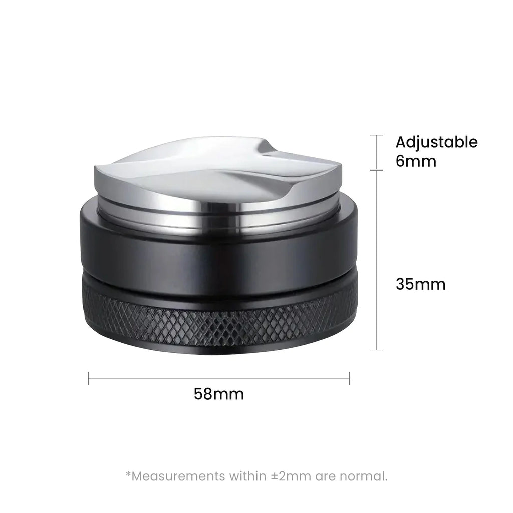 Black 58 mm coffee distributor for espresso puck prep