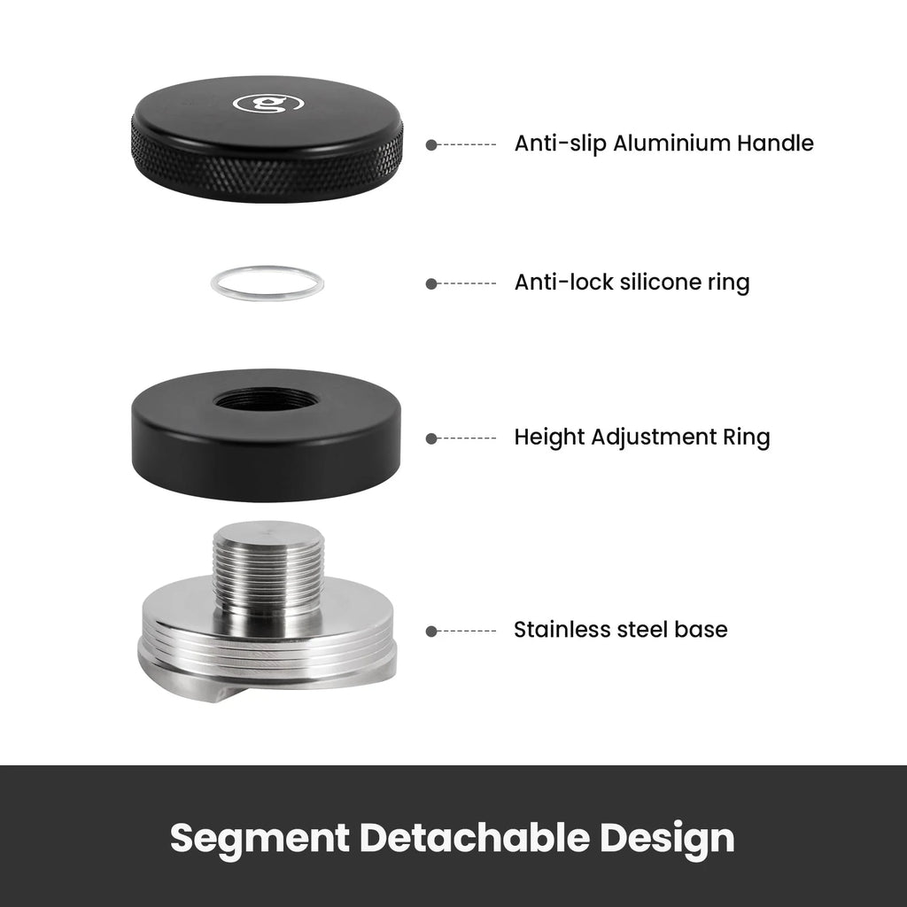 Black 58 mm coffee distributor for espresso puck prep