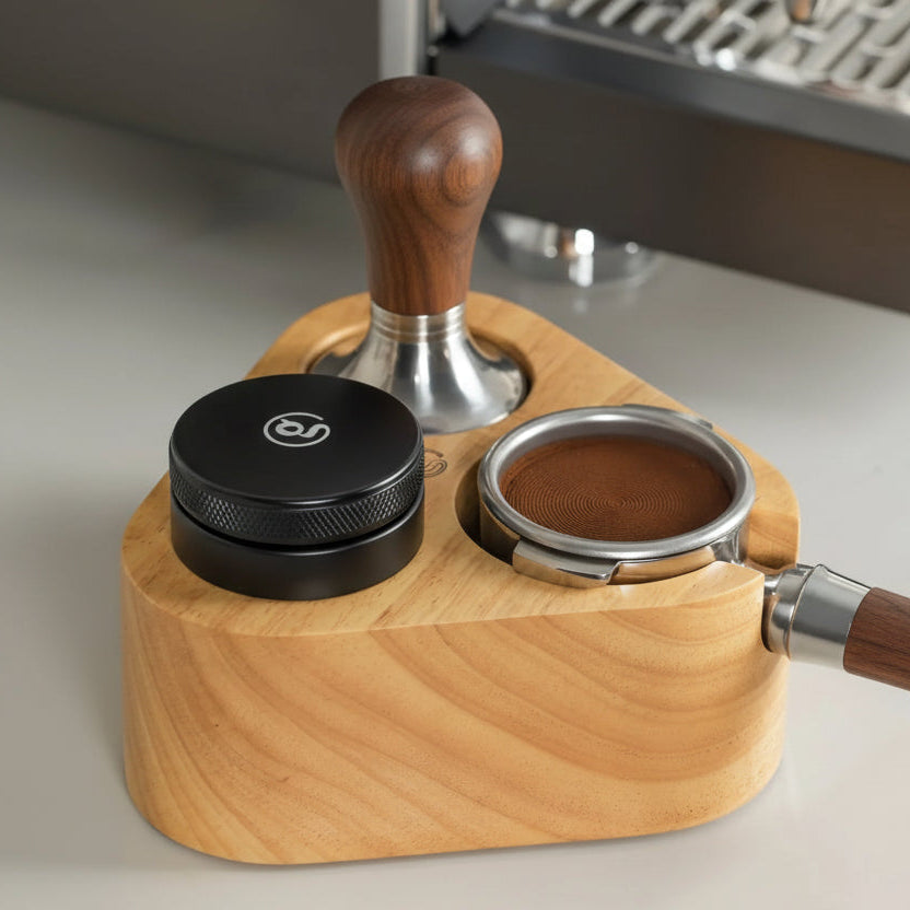 58 mm espresso tamping station for portafilter and puck prep tools