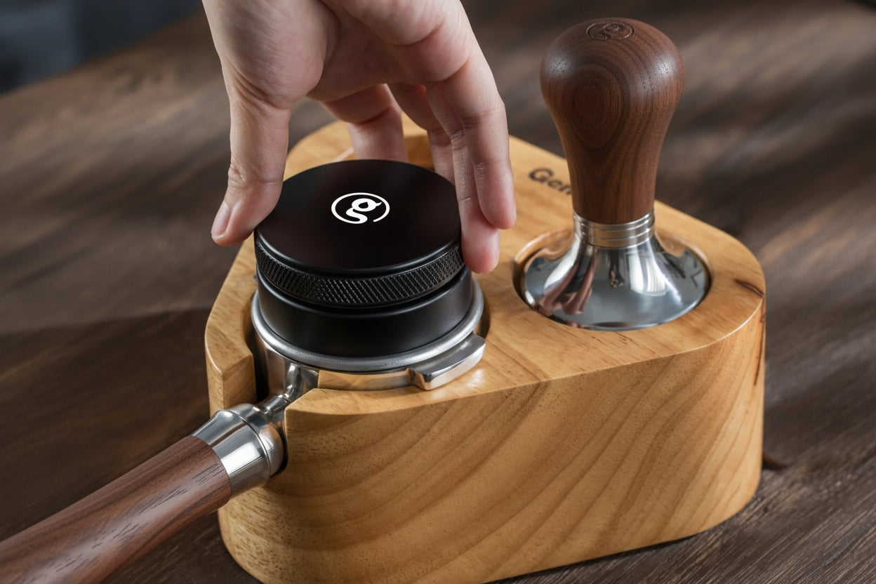 58 mm espresso tamping station for portafilter and puck prep tools