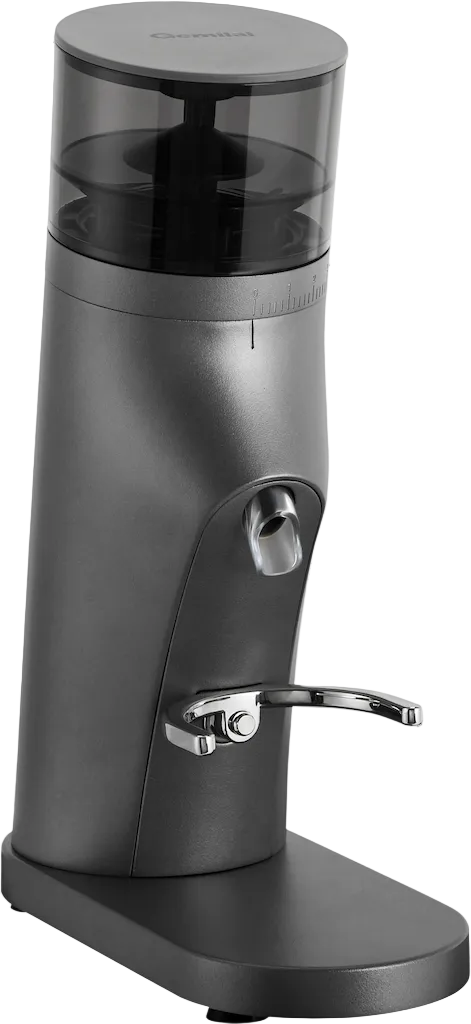 Gemilai G9010C coffee grinder angled side view with dosing fork
