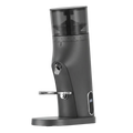 Gemilai G9010C coffee grinder angled side view with transparent hopper and portafilter fork