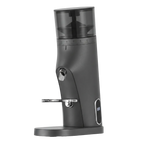 Gemilai G9010C coffee grinder angled side view with transparent hopper and portafilter fork