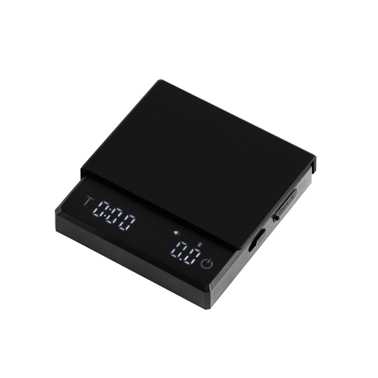 Black espresso coffee scale with timer and auto tare