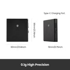 Black coffee scale with Type-C charging port and 0.1 g precision