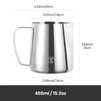 450 ml milk pitcher for flat whites, cappuccinos and lattes