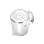 Polished chrome milk frothing pitcher with curved handle