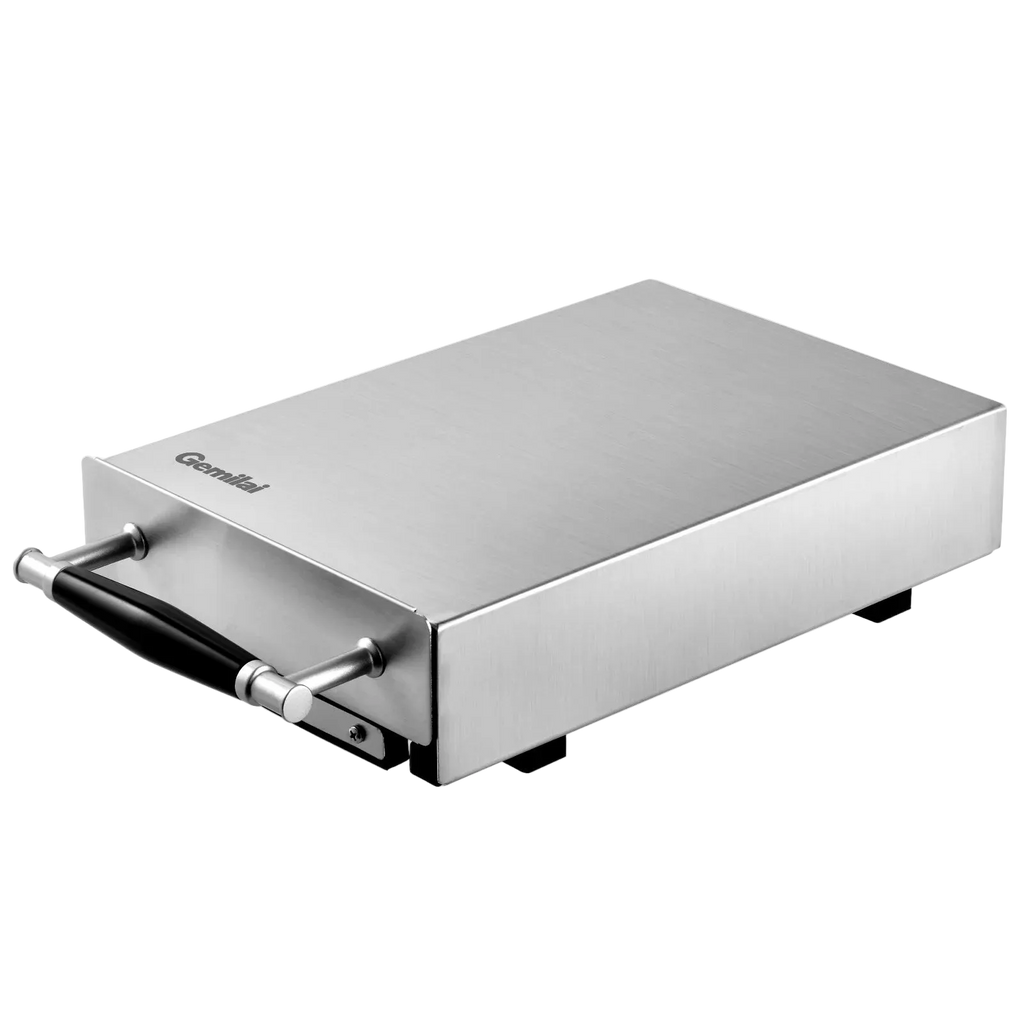 Stainless steel coffee knock box with black drawer handle