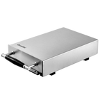 Stainless steel coffee knock box with black drawer handle