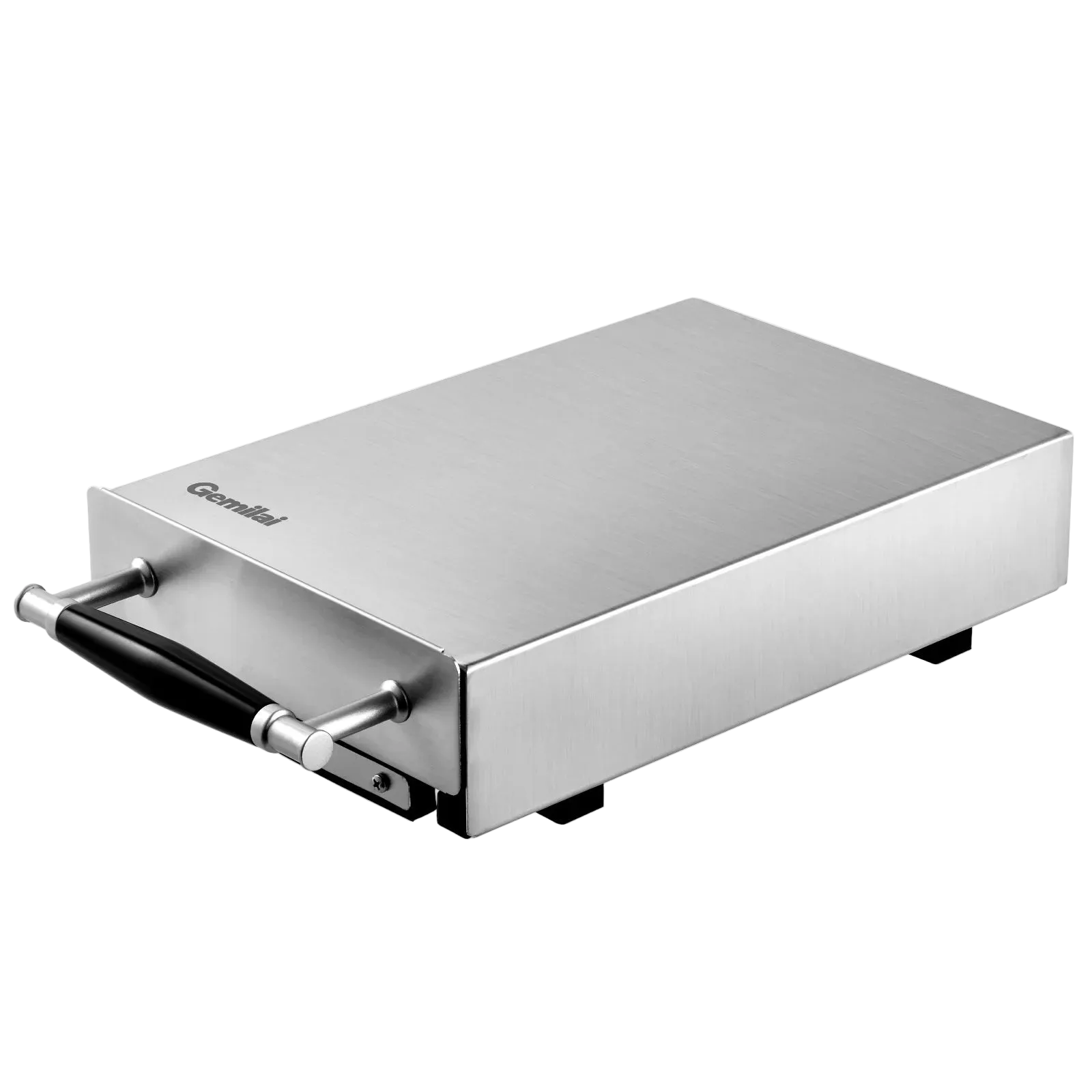 Stainless steel coffee knock box with black drawer handle