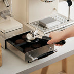 Stainless steel knock box drawer for spent espresso pucks