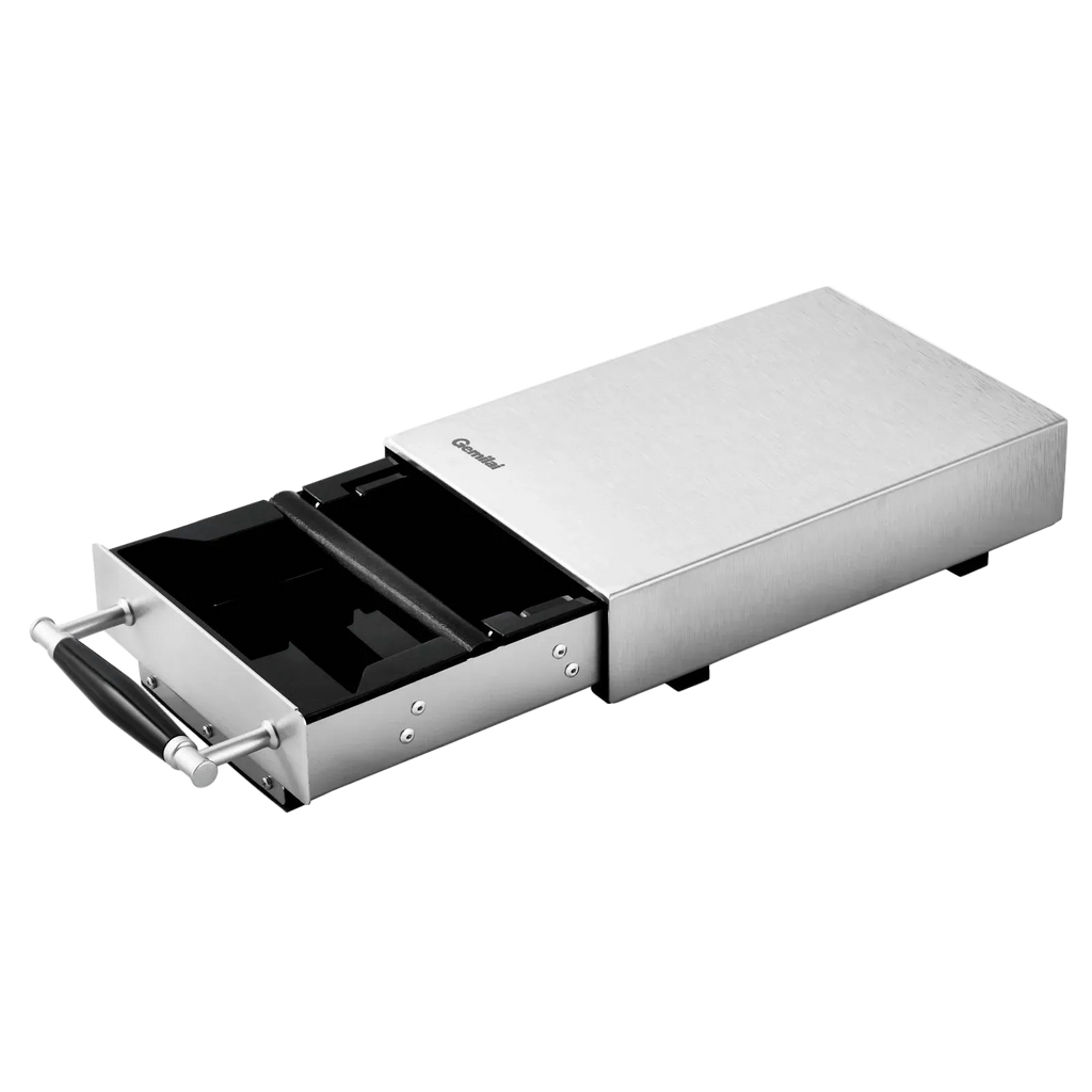 Coffee knock box drawer open with internal knock bar